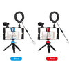 PULUZ 4 in 1 Vlogging Live Broadcast Smartphone Video Rig + 4.7 inch 12cm Ring LED Selfie Light Kits with Microphone + Tripod Mount + Cold Shoe Tripod Head for iPhone, Galaxy, Huawei, Xiaomi, HTC, LG, Google, and Other Smartphones(Blue)