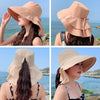 8062 Women Summer Neck Protection Sunscreen Hat Large Brim Fisherman Hat(Black)