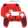 For Sony PS5 Splicing Color Silicone Gamepad Protective Case without Rocker Caps(Red Black)