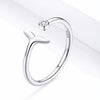 S925 Sterling Silver Fishtail Ring Platinum-plated Opening Simple Temperament Ring
