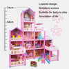 DSJ55-B 214pcs/set Children Passing Domestic Toy Doll House Princess Castle Set Simulation Disguise House