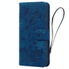 For Samsung Galaxy A56 / A36 Cartoon Sakura Cat Embossed Leather Phone Case(Royal Blue)