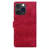 For iPhone 11 Pro Max Lace Floral Embossed Magnetic Buckle Leather Phone Case(Red)