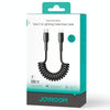 JOYROOM SA38-CL3 30W USB-C / Type-C to 8 Pin Coiled Fast Charging Data Cable, Length:1.5m(Black)