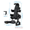 WUPP CS-1098A1 Motorcycle Aluminum Alloy Eight-jaw Mobile Phone Charging Holder with Switch(Black)