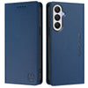 For Samsung Galaxy A25 5G Global RC01 Dual-Folded Magnetic Suction RFID Leather Phone Case(Dark Blue)