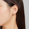 S925 Sterling Silver Silver Fashion Zircon Ear Buckle Women Earrings(White Silver)
