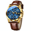 OLEVS 2872 Men Three Eyes Six Needles Chronograph Waterproof Quartz Watch(Blue + Gold)