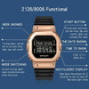 SANDA 9006 Tempered Mirror Luminous Waterproof Dual Display Electronic Watch(Black Rose Gold)