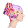 Floral Turban Hat Cotton Back Plate Hair Wrap Cap, Size:M (56-58cm)(Khaki)