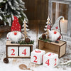 Christmas Wooden Pine Cone Calendar Ornaments Decorative Wooden Calendar Countdown Ornaments(Gray Hat)