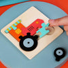 5 PCS Children Wooden Three-Dimensional Puzzle Early Education Cartoon Animal Geometric Educational Toys(Plane)