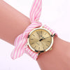 Women Fashion Striped Fabric Strap Quartz Watch(Pink)