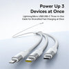 Baseus 1.3m Ultra-Fast 3 in 1 3.5A Fast Charging Cable(White)
