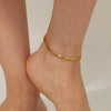 OPK GZ198 Simple Stainless Steel Double Layers Beads Anklets(Gold)