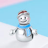 S925 Sterling Silver Pendant Mr Snowman Beads DIY Bracelet Necklace Accessories