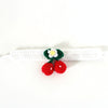 Handmade Knitted Cherry Pet Collar (M, 25-30cm, White)