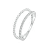 S925 Sterling Silver Platinum Plated Twist Double Layer Ring(No.7)