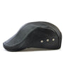 12982 Autumn and Winter Adjustable PU Leather Perforated Peaked Cap, Size:One Size(Black)