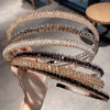 Gold Trim Crystal Hoops All-Match Hair Accessories Headband Non-Slip Crystal Headwear(3 Black)