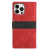 For iPhone 15 Plus Grid Stitching Leather Phone Case with Lanyard(Red)