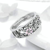 Fashion 925 Sterling Silver Daisy Flower Finger Rings for Women Wedding Engagement Jewelry, Ring Size:7