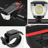 Bicycle Solar Headlight Horn Light Night Riding USB Charging Headlight Bicycle Glare Flashlight Equipment(Red)