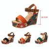 Summer Floral Fabric Slope Heel Women Sandals Comfortable Casual High Heels, Size: 37(Orange)