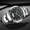 HELEI H9026A-G Men Waterproof Quartz Watch Stainless Steel Calendar Automatic Display Watch(Blue)