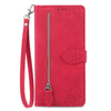 For Xiaomi Redmi K70 Pro Embossed Flower Zipper Leather Phone Case(Red)