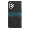 For Samsung Galaxy A32 4G Grid Stitching Leather Phone Case with Lanyard(Black)