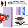 For iPhone 12 / 12 Pro RC01 Dual-Folded Magnetic Suction RFID Leather Phone Case(Light Purple)