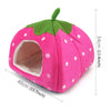 Strawberry Pet Bed - Foldable Plush House/Nest, Pink, Large