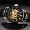 Ochstin 2002C Men  Automatic Hollow Leather Mechanical Watch Business Waterproof Night Light Men Watch Mechanical Watch(Black)