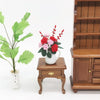 3 PCS 1:12 Mini Dollhouse Furniture Garden Balcony Decoration Flower Cluster with White Porcelain Flowerpot(Red+Pink)