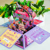 Colorful 3D Three-dimensional Handmade Hollow Paper Carving Birthday Card(Blue)