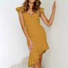 Sleeveless Ruffled Slim Backless Sexy Dress, Size: M(Yellow)