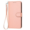 For Samsung Galaxy A36 5G YX0070 Carbon Fiber Buckle Leather Phone Case with Lanyard(Pink)