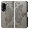 For Asus Zenfone 10 Butterfly Love Flower Embossed Leather Phone Case(Gray)