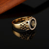 Hip Hop 18K Gold Plated Lion Head Rhinestone Ring for Men, US Size: 8, Inner Diameter: 18mm, Perimeter: 57mm(Gold)
