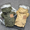 Thick Padded Dog Coat with Fur Collar - Green (S)