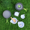 Aotu AT6385 Outdoor Camping Tableware Pots Cookwear Set for 1-2 Person(Green)
