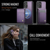 For Samsung Galaxy A34 5G JEEHOOD J06 British Style RFID MagSafe Card Bag PU Phone Case(Purple)