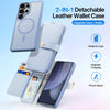 For Samsung Galaxy S25 Ultra 5G DUX DUCIS Lawa Series 2 in 1 Wallet Zipper Detachable MagSafe Phone Case with Lanyard(Light Blue)