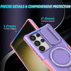 For Samsung Galaxy S24 Ultra 5G Sliding Camshield MagSafe Holder TPU Hybrid PC Phone Case(Pink Purple)