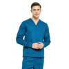 Men Scrub Pet Dental Work Clothes Long-sleeved Top + Pants Set, Size: S(Peacock Blue)