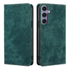 For Samsung Galaxy S25+ 5G RFID Anti-theft Brush Magnetic Leather Phone Case(Green)