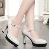 Women High Heels Comfortable Small Heel Temperament Waterproof Platform One Buckle Shoes, Size: 40(Beige)