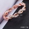 Simple Stylish Ladies Full Rhinestone Twist Modelling Ring(Rose Gold US Size:9)