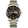 BINBOND B2077 30M Waterproof Quartz Luminous Watch Butterfly Buckle Men's Steel Belt Watch(Inter-gold-Black)